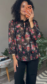 Cargar imagen en el visor de la galería Blusa poliester negra PAPAYA