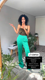Cargar imagen en el visor de la galería Pantalón Viscosa/Cupro Verde CAROLINA HERRERA
