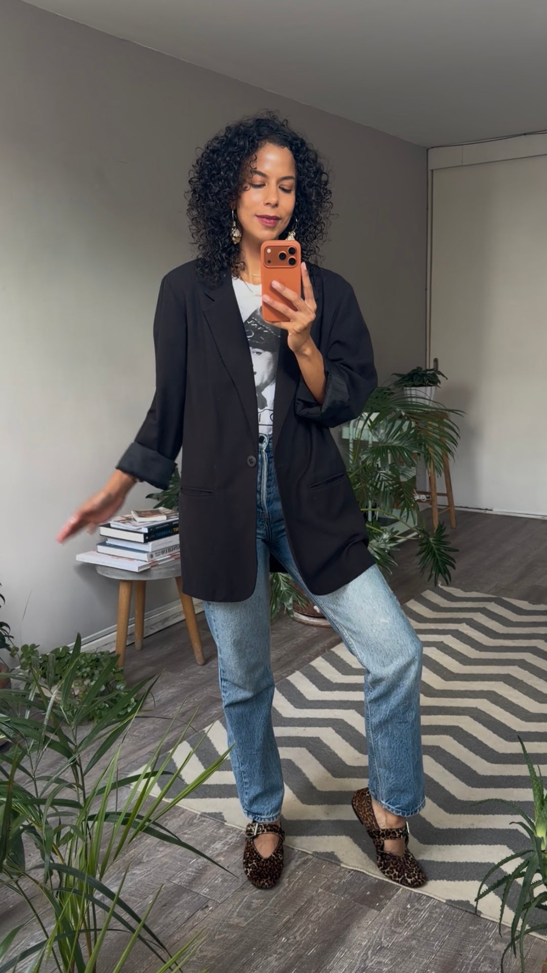 Blazer Poliéster Negro SAG HARBOR Vintage