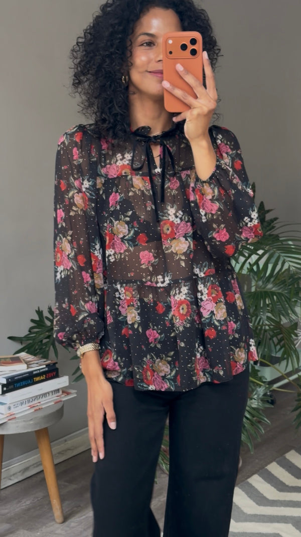 Blusa poliester negra PAPAYA