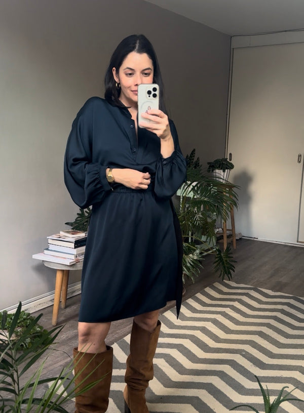 Vestido poliéster azul petroleo TARA JARMON