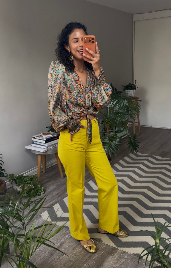 Pantalón algodon amarillo GIVENCHY