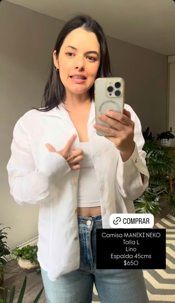 Camisa lino blanca  MANEKI-NEKO