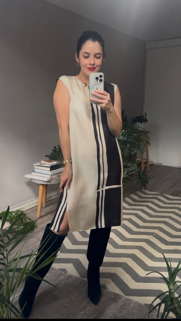Vestido seda Blanco/Negro THEORY