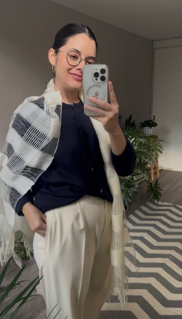 Pashmina Hueso Lana y seda