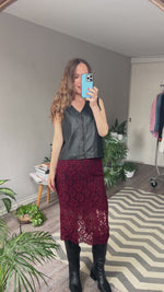 Abrir y reproducir video en la galería Falda Poliester/Algodón Guipur Vino SANDRO (Retail $7790)

