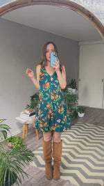 Abrir y reproducir video en la galería Vestido Seda/Lino Verde COMPTOIR DES COTONNIERS
