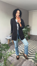 Abrir y reproducir video en la galería Blazer Poliéster Negro SAG HARBOR Vintage
