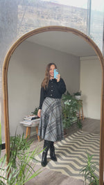 Abrir y reproducir video en la galería Falda Lana Azul/Gris CAROLINA HERRERA
