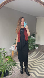 Abrir y reproducir video en la galería Vestido Algodón Negro Theory (Retail $4300)
