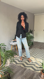 Abrir y reproducir video en la galería Blazer poliéster negro NICOLE BENISTI (retail $28,700)
