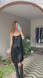 Abrir y reproducir video en la galería Vestido Poliéster/letejuelas Negro BCBG MAXAZRIA
