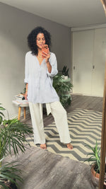 Abrir y reproducir video en la galería Pantalón Lino/Rayon Blanco AMBIANCE APPAREL
